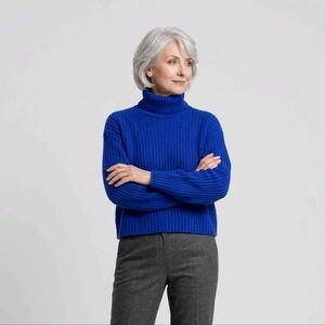 Women's Blue Turtleneck Sweater